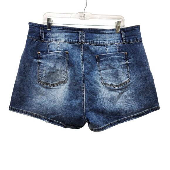 Womens Distressed Denim Shorts Size 4XL By Flamingal High Waisted Casual - Picture 2 of 6